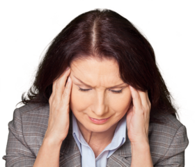working woman with headache