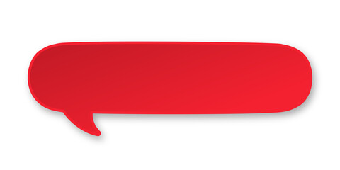 Red 3D paper speech bubble. Simple minimal thought balloon infographic design element