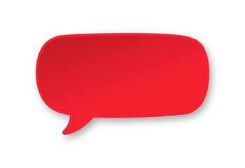 Red 3D paper speech bubble. Simple minimal thought balloon infographic design element