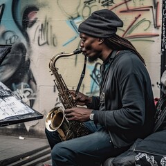 man playing saxophone, ai generative