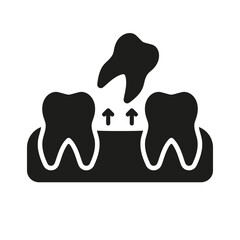 Tooth Extraction Silhouette Icon. Human Tooth Lose Glyph Pictogram. Removal of Teeth. Oral Disease. Dental Treatment Solid Sign. Dentistry Symbol. Isolated Vector Illustration