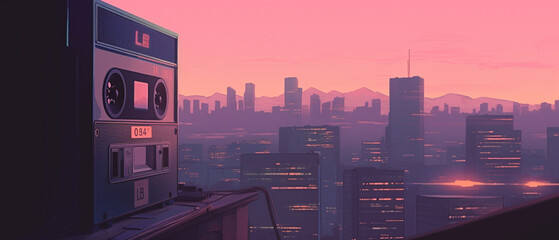 Fototapeta premium Lo-fi music,vintage Created with generative AI tools