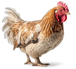 Pure and Simple: A Beautiful Brahma Chicken, Isolated on White Background - Generative AI