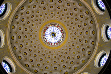 Vintage Georgian ceiling of city hall in Dublin