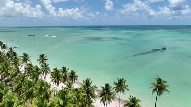 Antunes Beach At Maragogi In Alagoas Brazil. Tourism Landscape. Caribbean Background. Travel Scenery. Vacations Destinations. Seaside Scene. Antunes Beach At Maragogi In Alagoas Brazil.