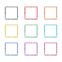 Grunge frame  icon isolated on white background. Set icons colorful