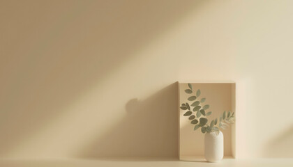 Product mockup with plant and vase. Generative AI