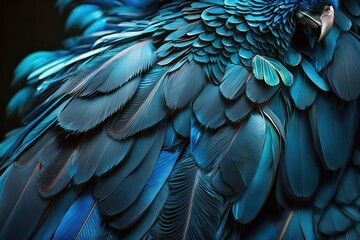 Blue feathers. Blue feathers realistic stunning beautiful blue colour feathers. Generative AI.