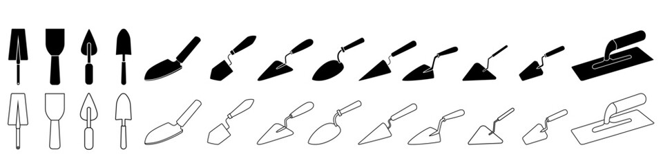 Trowel icon vector set. Putty knife illustration sign collection. spatula symbol or logo.  - obrazy, fototapety, plakaty