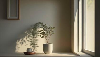 Obraz na płótnie Canvas Product mockup with plant and vase. Generative AI