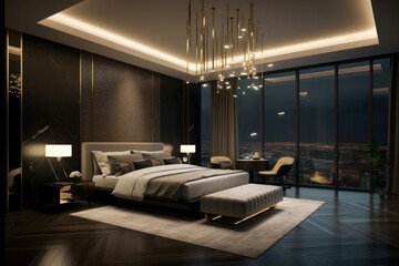 Luxury apartment bedroom. Generate Ai