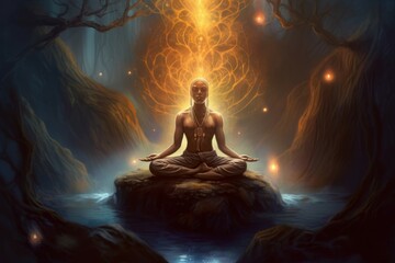 Forest meditation. Generate Ai
