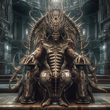alien king sitting on a throne by generative AI