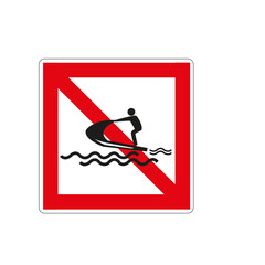 Panneau code de la navigation en eaux intérieures: 
Interdiction aux engins motorisés