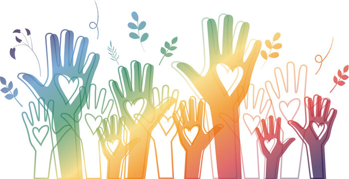 Raised hands. Transparent background.