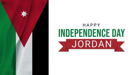 Happy Independence Day Jordan 4k typography animation with Jordan flag. Jordanian national holiday 25th of May animation