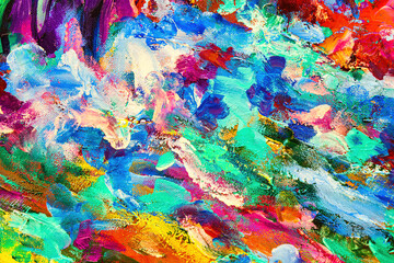 Fototapeta na wymiar Colorful abstract oil painting art background. Texture of canvas and oil.