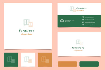 Furniture logo design with editable slogan. Branding book and business card template.
