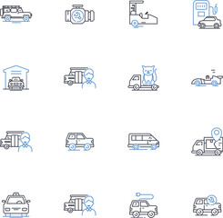 Scooters line icons collection. Mobility, Transportation, Commuting, Eco-friendly, Fun, Efficient, Speed vector and linear illustration. Adventurous,Practicality,Maneuverability outline signs set