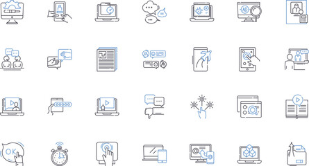 Organization tools line icons collection. Calendar, Planner, Schedule, Task, Reminder, Checklist, Project vector and linear illustration. Goal,Deadline,Priority outline signs set