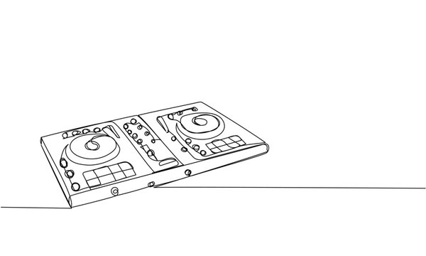 dj mixer line art on white clip art preview