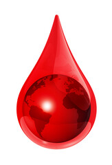 Fototapeta premium Earth globe in a blood drop