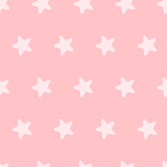 Scrapbook seamless background. Pink baby shower patterns. Cute print with star