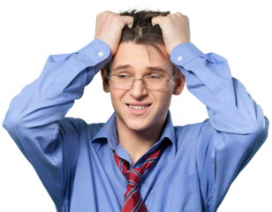 Young man appearing very frustrated