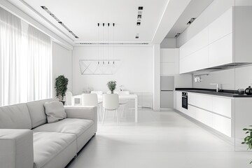 modern kitchen room with furniture, ai generative