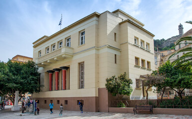 A beautiful neoclassical building in the Syntagmatos square in Nafplion city