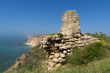 Crusader castle in the ancient town of Apollonia (Tel Arsuf) on Mediterranean seashore of Herzliya...