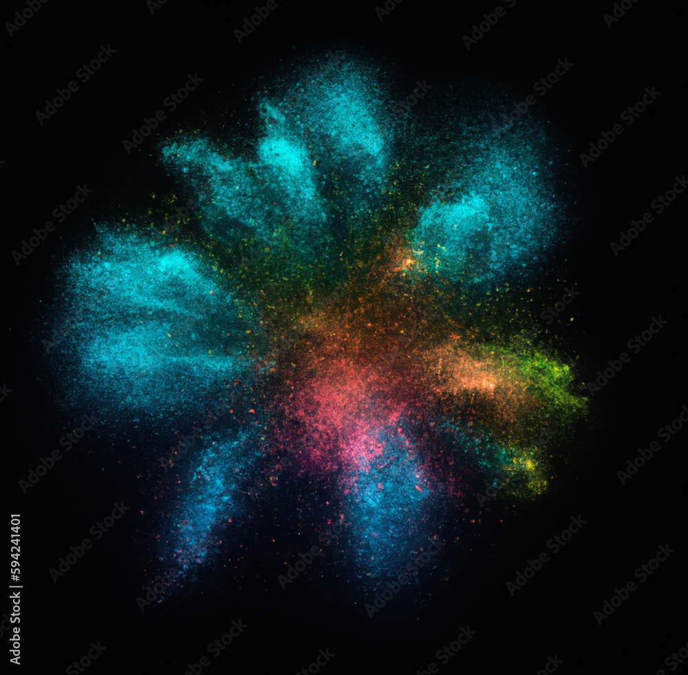 Wall mural background with stars - splash of colors - colorful background - generative ai