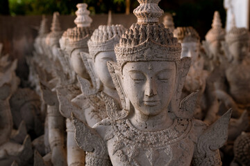 Buddhism Religion Golden Temple Image Sough-East Asian Praying Statue