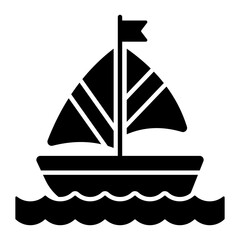 A sailboat icon represents a boat propelled by the wind using a sail, modern vector of boating