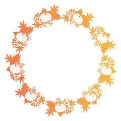 Autumn leaves with pumpkins pattern silhouette