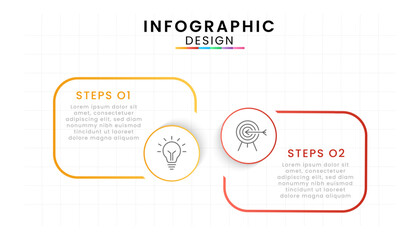 Vector Infographic design template modern timeline. 2 options or steps, Business project template for presentation and report.