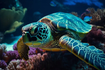 Obraz na płótnie Canvas sea turtle swimming