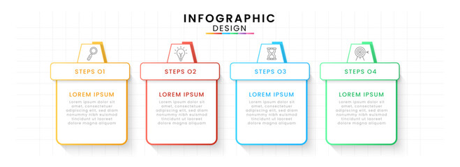 Vector Infographic design template modern timeline. 4 options or steps, Business project template for presentation and report.
