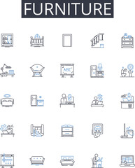 Furniture line icons collection. Partnership, Teamwork, Synergy, Unity, Connection, Collaboration, Coordination vector and linear illustration. Joint effort,Alliance,Mutual aid outline signs set