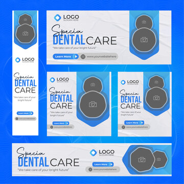 Google Ads banner Design Template for dental care, Set Of Web Banner for medical campaign.