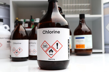 chlorine, Hazardous chemicals and symbols on containers