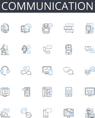 Communication line icons collection. Dialogue, Exchange, Correspondence, Interaction, Converse, Talk, Chat vector and linear illustration. Engagement,Consultation,Expression outline signs set