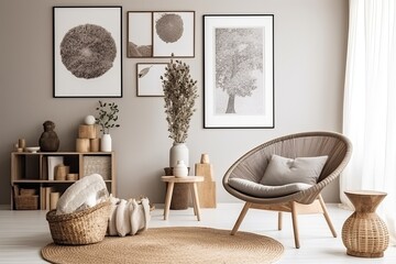 living room interior with chair, ai generative