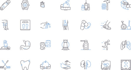 Nutrition line icons collection. Healthy, Balanced, Vitamins, Minerals, Protein, Energy, Fiber vector and linear illustration. Nutrients,Water,Wellness outline signs set