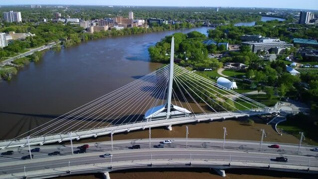 Drone Footage Of The Cityscape Of Winnipeg, Canada