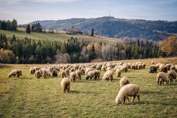 Pasące się owce na łące