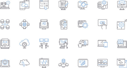 Computer science line icons collection. Algorithm, Database, Binary, Programming, Syntax, Storage, Nerk vector and linear illustration. Operating,Encryption,Cybersecurity outline signs set