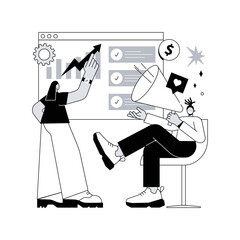 PR strategy abstract concept vector illustration.