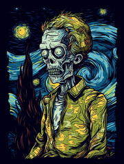 Zombie Van Gogh is alive, Halloween design