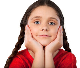 Young girl resting her head in her hands